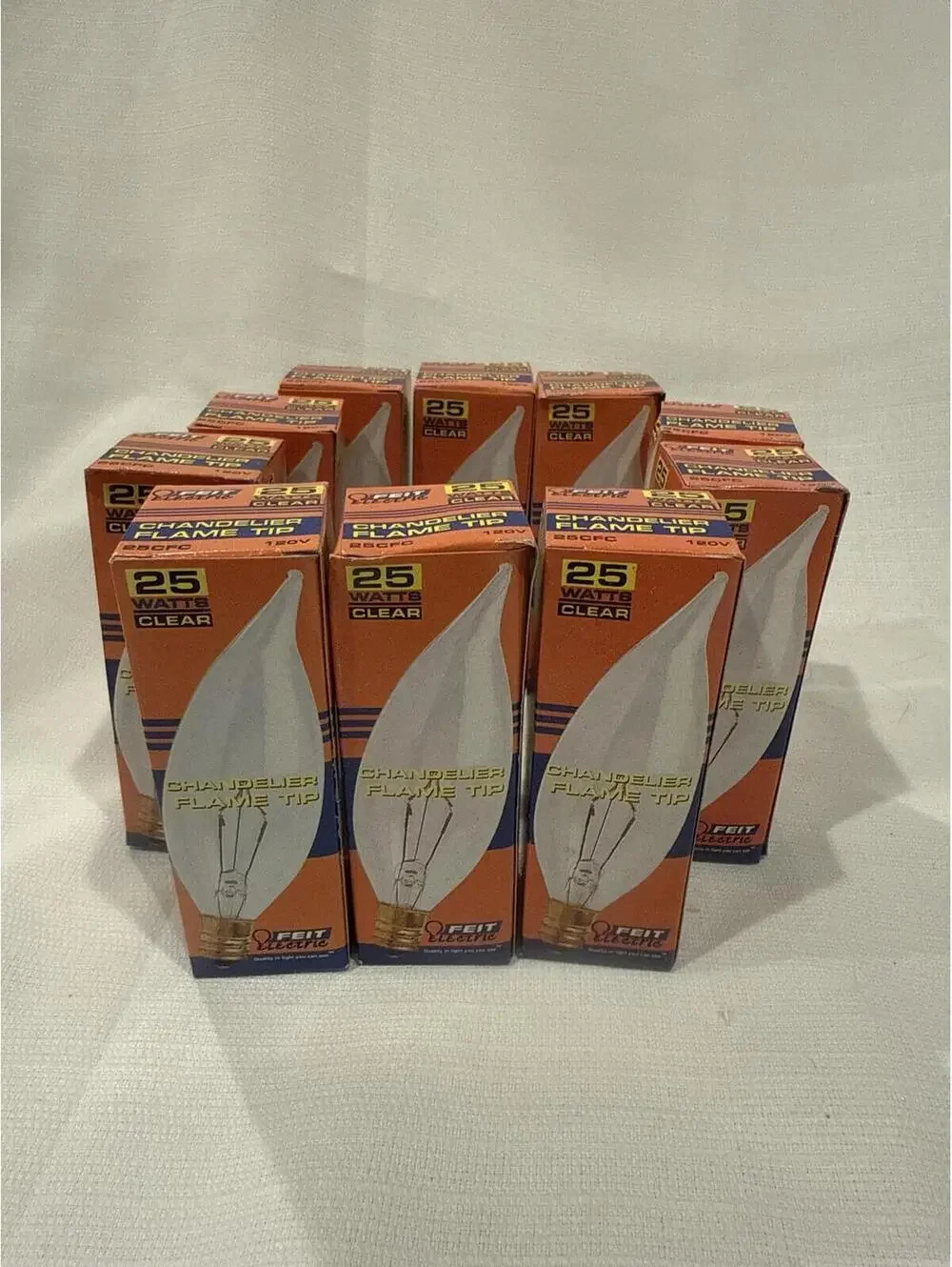 GE 25 Watt Clear Chandelier Flame Tip Light Bulbs 120V Lot of 10